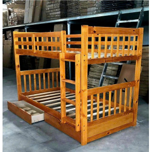 B012 - Oak : Giường 2 Tầng , 2 Hộc Tủ - Trên 1m / Dưới 1m